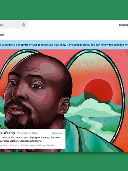 The Joshua Idehen portrait featured on the Bandcamp website.