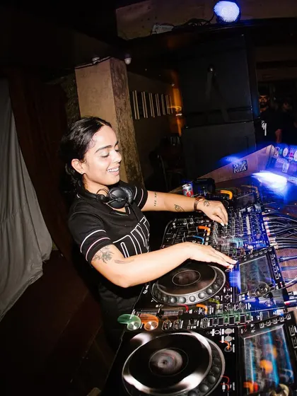 A happy moment behind the decks at Dirt Candy in Delhi. You can see the smile on my face; this is me in my element, sharing music with a room full of beautiful people.