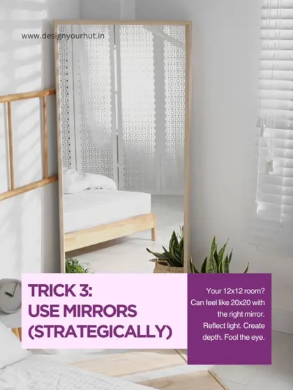 A 12x12 room can feel like a 20x20 room with the right mirror. This hack shows how a large, strategically placed mirror can reflect light, create depth, and fool the eye, making it one of the most effective tricks for small space design.