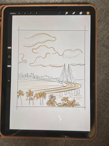 The digital sketch I prepared for a private bridal shower workshop, ready for the participants to use as a reference.