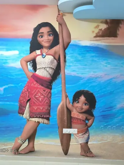 A custom mural of Disney's Moana, bringing a favorite character to life on the bedroom wall.