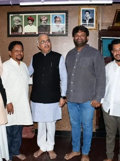 Another photo from Dr. Sahasrabuddhe's visit, a moment of pride for our entire family and the artisan community of Miraj.