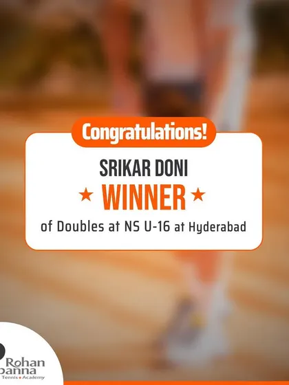 We are thrilled to celebrate Srikar Doni's victory in the NS U-16 doubles tournament in Hyderabad. Your teamwork and talent shone brightly, and we congratulate you on this fantastic win.
