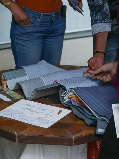 A close-up of the hands-on design process.