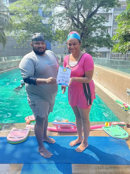 Celebrating another swimmer's success as she soars to new heights in our program. Her dedication to mastering strokes and conquering challenges is an inspiration to our entire community.