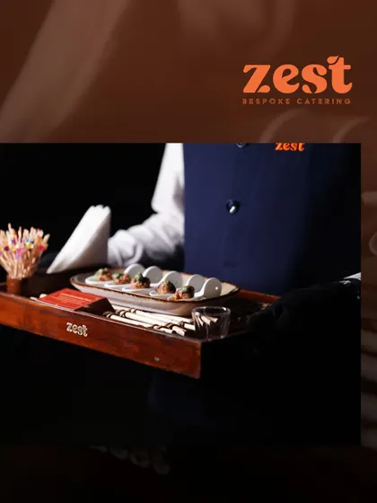 A tray of our elegant pass-around appetizers, ready to be served to guests.