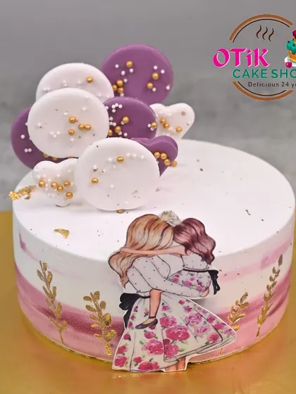 A beautiful cake celebrating the bond between a mother and daughter, perfect for Daughter's Day. The edible print and delicate decorations make it extra special.