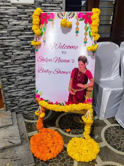 A personalized welcome sign for the baby shower.
