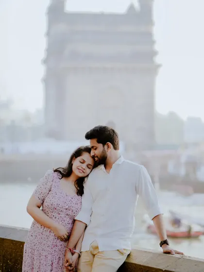 A sweet and tender moment between the couple at the Mumbai waterfront.