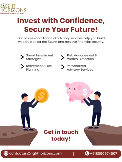 A graphic summarizing our professional financial advisory services. We highlight our offerings, including smart investment strategies, risk management, retirement planning, and personalized advisory services to help clients achieve financial security.