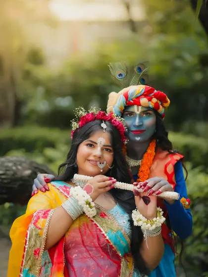 A beautiful portrait of the duo, capturing the joy and color of the theme.