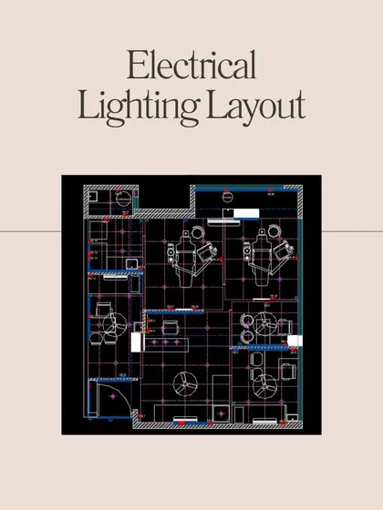 The electrical lighting layout is a critical technical drawing. It maps out all light fixtures, from ambient to task lighting, to create a layered and functional lighting scheme that enhances the design and mood of the clinic.