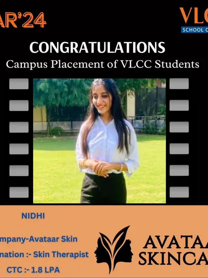 Congratulations to Nidhi on her placement as a Skin Therapist at Avataar Skincare. Her success is a reflection of her hard work and our dedicated training.