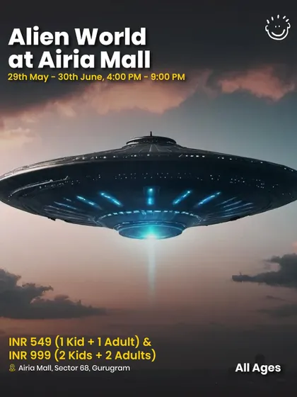 A poster for the Alien World event, highlighting the fun for all ages.