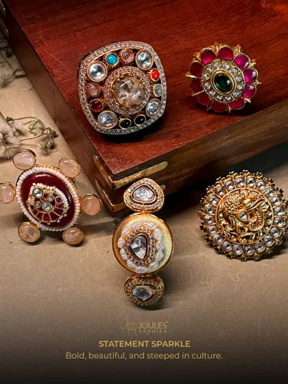 Statement sparkle. A collection of five of our boldest rings, showcasing a range of styles from traditional to contemporary.
