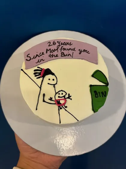 For the sibling with a sense of humor. This cake features a funny inside joke, proving that celebrations can be filled with laughter and love.