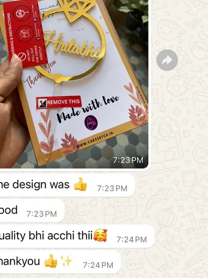 "The design was good, Quality bhi acchi thii." I'm so glad this customer was pleased with both the design and the quality of their topper.
