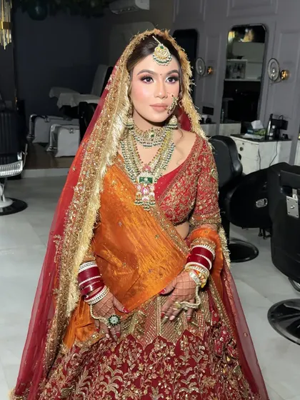 A final look at this gorgeous bride. The makeup is designed to be picture-perfect, ensuring she looks flawless in every single photo from her special day.