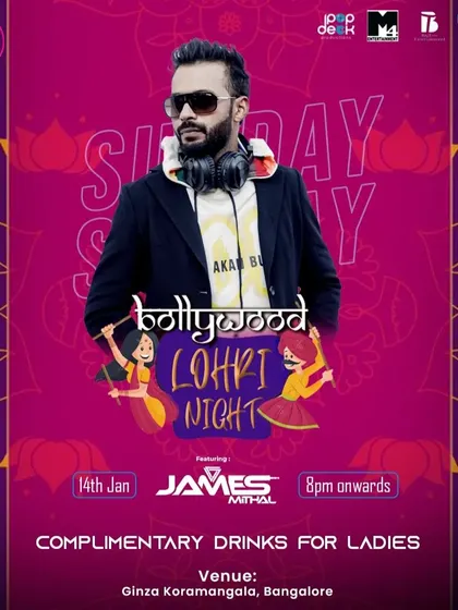 A "Bollywood Lohri Night" poster. I love bringing the vibrant, celebratory sounds of Punjabi music to the forefront for festivals like Lohri.