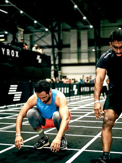 A moment of rest before tackling the burpee broad jumps. These races push you to your absolute limit.