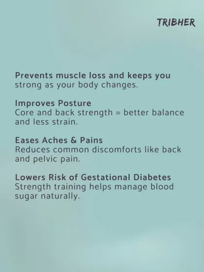 Strength training during pregnancy helps prevent muscle loss, improves posture, eases aches, and even lowers the risk of gestational diabetes. It's a key part of a healthy pregnancy.