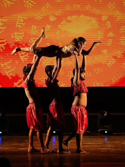 An incredible lift showcasing the strength and trust among our contemporary dancers during the 'Bhakti' performance.