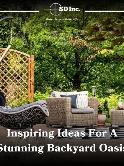 An inspiring idea for a backyard oasis featuring a comfortable hanging chair. I believe in creating outdoor spaces that serve as a true extension of your home, designed for relaxation and enjoyment.