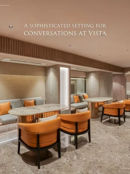 The Vista lounge, a sophisticated setting for conversations and smaller gatherings. With its contemporary design and comfortable seating, it serves as an ideal breakout area or a venue for more intimate events.