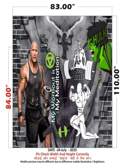 Another design proof for a gym, combining images of The Rock and The Hulk with fitness graphics. This shows how I can merge different elements into one cohesive design.