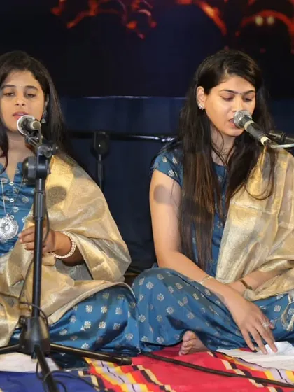 Another view of our Hindustani vocal students on stage, demonstrating their confidence and stage presence.