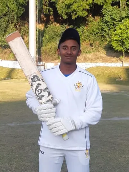 Vishal Onat, padded up and ready for action. His consistent run-scoring has made him a key player for the state's age-group teams.