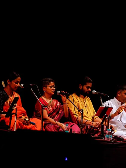 Another view of the orchestra during Bhanu Priya's recital. The focus and synergy among the musicians is essential for a seamless performance.