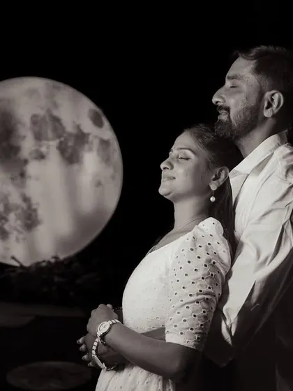 A creative silhouette shot against our giant moon prop. I love creating unique and artistic photos that you will cherish forever.