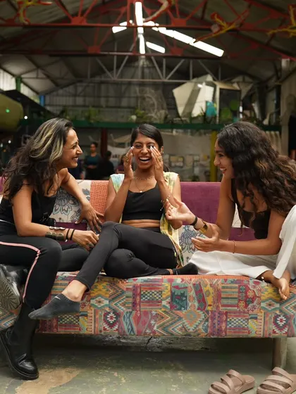 The joy and laughter that comes from genuine connection. My gorgeous co-hosts and I sharing a lighthearted moment during our retreat. It's not all serious.