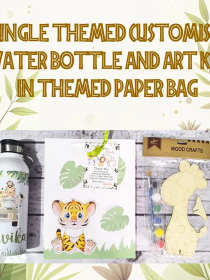 I believe in gifts that spark creativity. This jungle-themed set includes a personalized water bottle and a fun DIY woodcraft art kit. It’s a gift that provides an engaging activity for kids, making it more than just a simple favor.