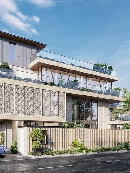 This view of the Noida project highlights its dynamic form and the integration of greenery at various levels. The structure is designed to be an interesting built expression that evolves as you move around it.