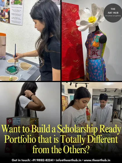 This collage showcases the variety of work my students undertake to build a scholarship-ready portfolio that is truly different and personal.