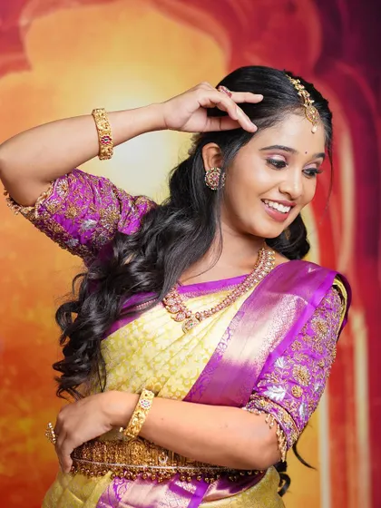 A playful and happy shot, showing the joy of dressing up for a special occasion.