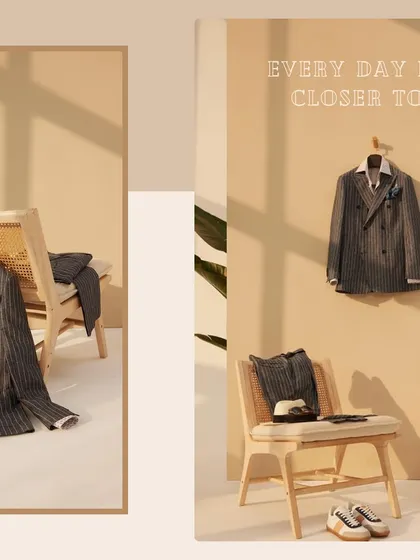 Every day is one day closer to summer. Our summer collection, featuring pieces like this pinstripe double-breasted suit, invites you to enjoy soft fabrics and relaxed silhouettes.