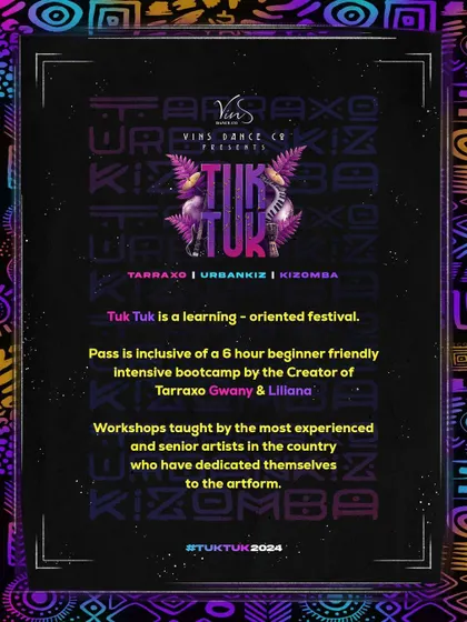 Tuk Tuk is a learning-oriented festival. Your pass includes a 6-hour bootcamp with the creators of Tarraxo.
