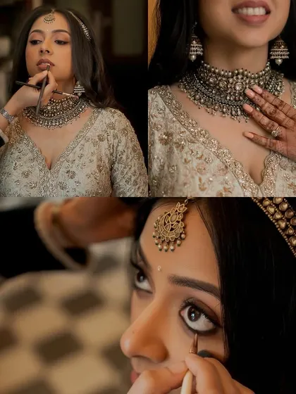 The getting-ready process is one of my favorite parts of the wedding day. It's a time for collaboration, where I apply the final touches, like lining the eyes, to bring your entire vision to life. These quiet, focused moments are where the magic begins.