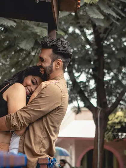 A tender and loving embrace, this pre-wedding portrait focuses on the emotional connection between the couple.