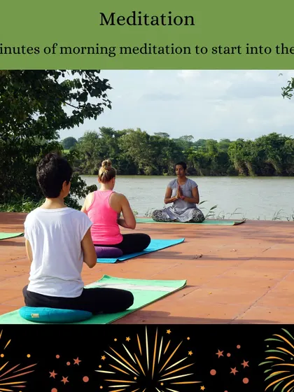 Captions will describe the specific yoga practice shown (e.g., "Practicing Sutra Neti, a traditional yogic cleansing technique," "A Hatha yoga class in our Chakra Hall," "Finding inspiration in our mistakes and using them as a platform for growth.").