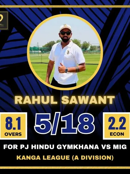 A fantastic 5-wicket haul by Rahul Sawant in the Kanga League A Division.