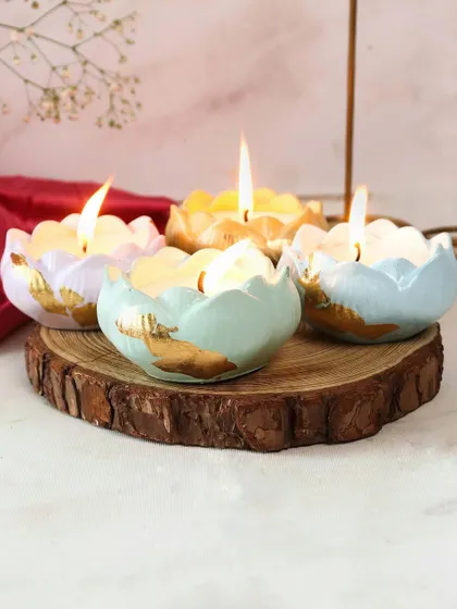 These cute lotus jars are the perfect Diwali gift. Each one is hand-poured and decorated, making it a unique and personal present.