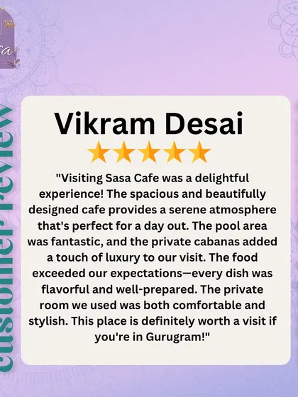 Vikram Desai's review makes me proud. I'm glad you found the atmosphere serene and the food exceeded your expectations.
