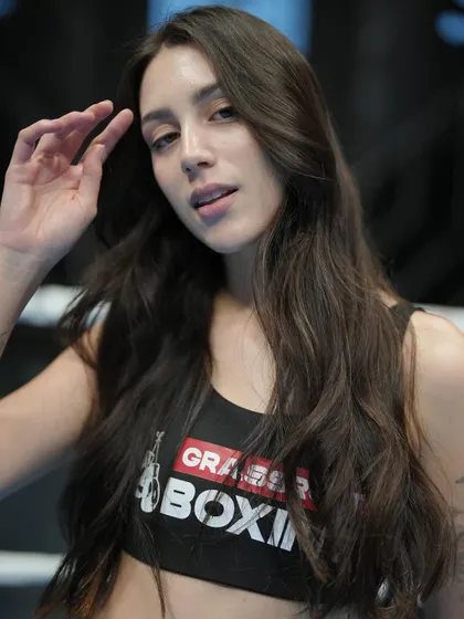 A close-up of one of our professional ring girls.