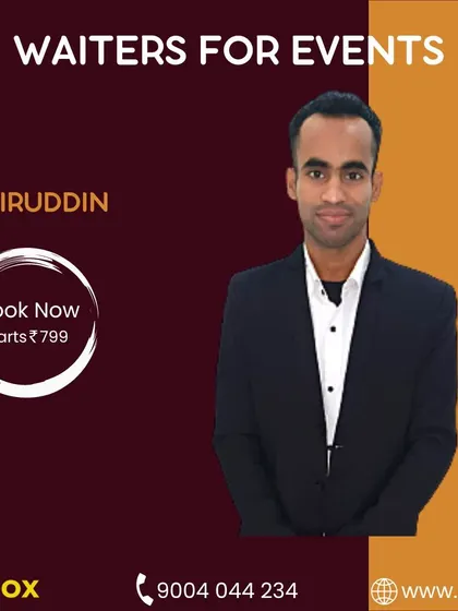 Somiruddin, dressed professionally and ready to serve. I provide staff who are not only skilled but also understand the importance of presentation at an event.