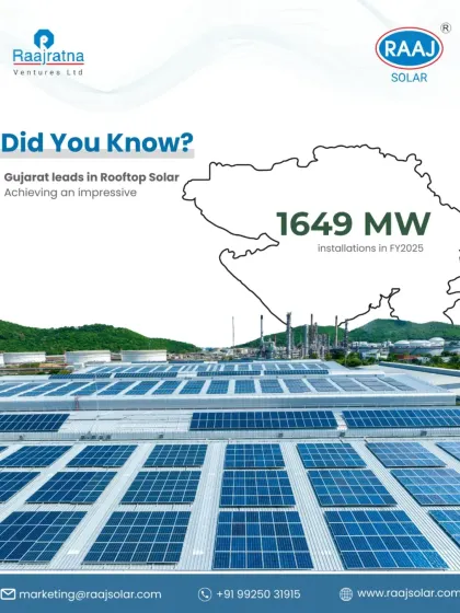 This image shows a large-scale rooftop installation on an industrial building. We are proud to contribute to Gujarat's leadership in rooftop solar, helping businesses achieve their sustainability and financial goals.