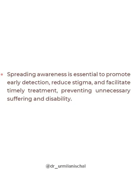 Spreading awareness about leprosy is essential. It promotes early detection, reduces stigma, and ensures people get timely treatment. This prevents unnecessary suffering and long-term disability, helping us move toward a leprosy-free future.